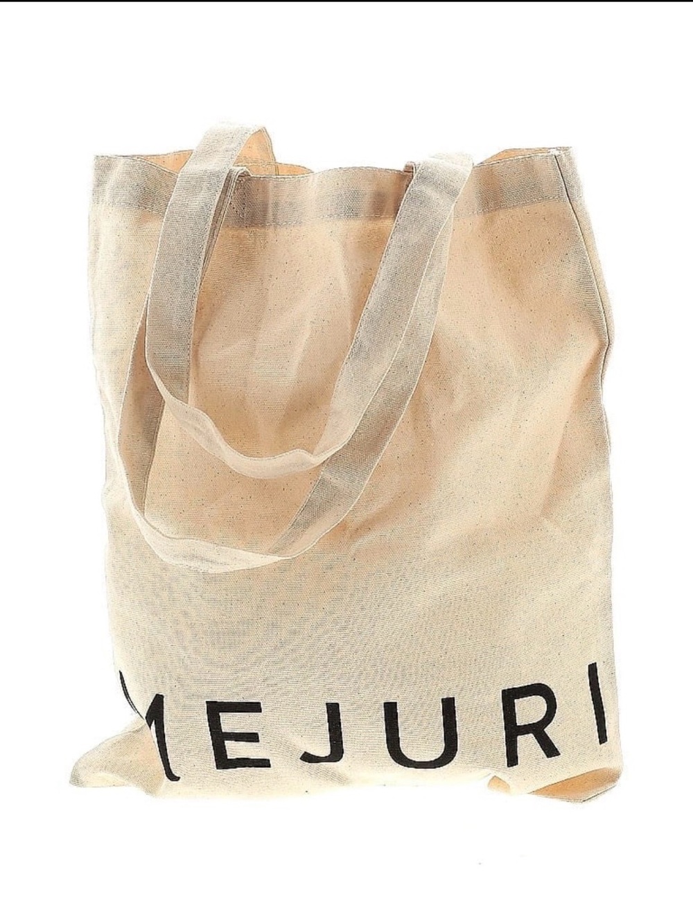 Mejuri Canvas Logo Tote Bag with Inside Zip Pocket in Natural Beige
